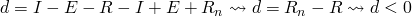  d = I - E - R - I + E + R_n \leadsto d=R_n - R \leadsto d<0 